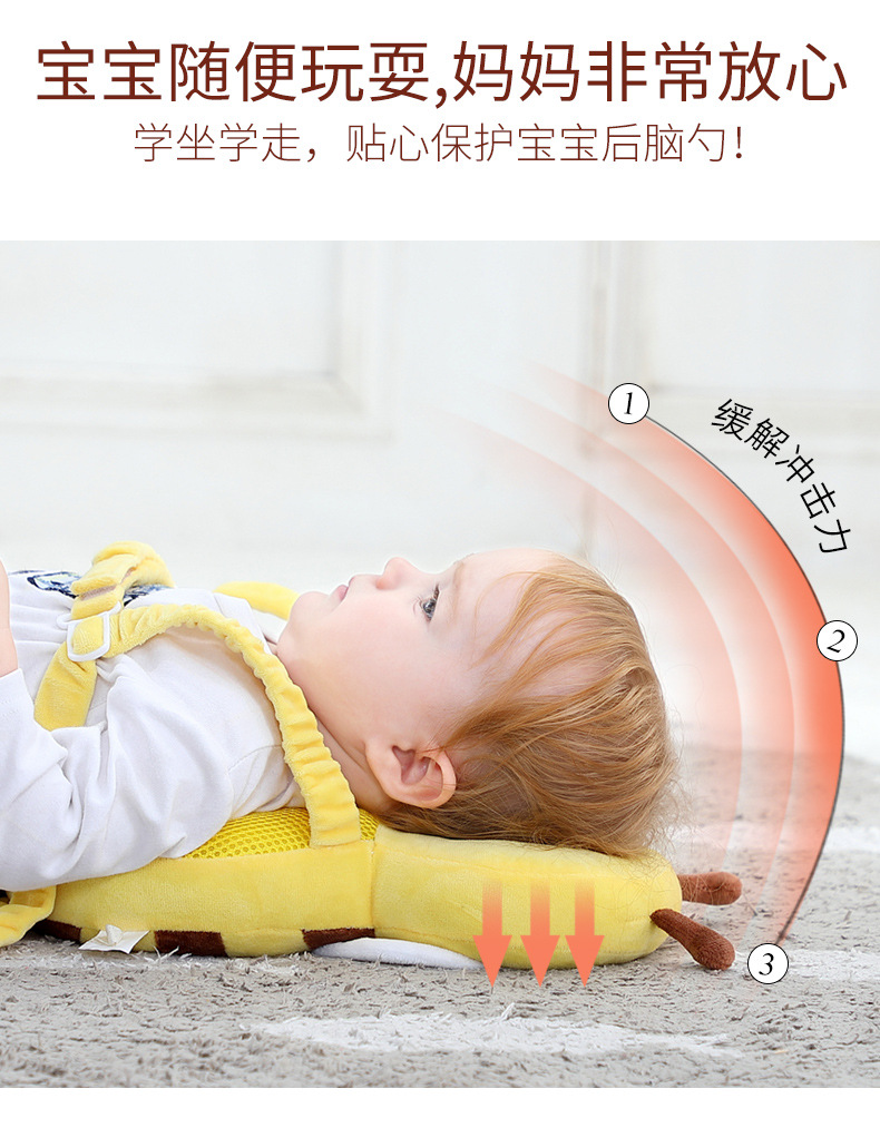 Headrest Baby Toddling Walk Fall Protection Pillow Breathable Head Protection Pad Bee Head Protector Fall Protection Cap