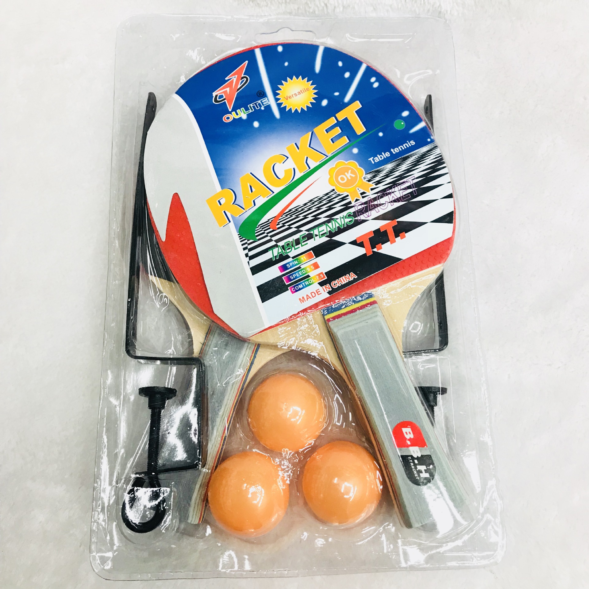 Manufacturer&#039;s direct selling OULITE table tennis bat 1171 with a net frame 7 mm laminated color handle and rubber 