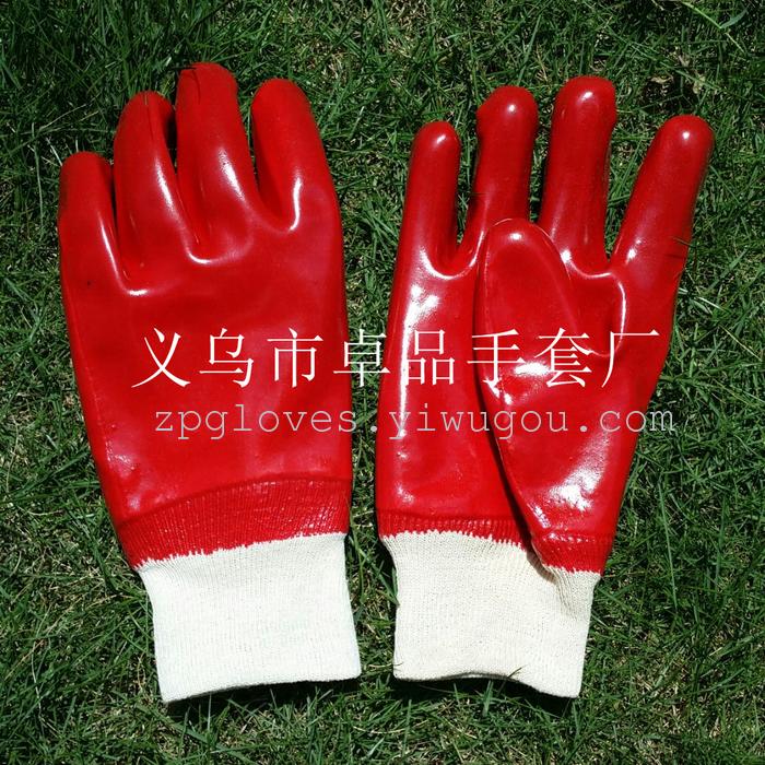 Red cuff PVC dipping oil resistant gloves acid gloves wholesale Red cuff PVC dipping oil resistant gloves acid gloves wholesale