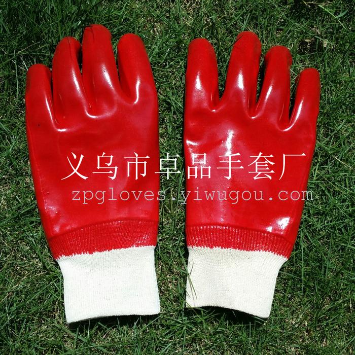 Red cuff PVC dipping oil resistant gloves acid gloves wholesale Red cuff PVC dipping oil resistant gloves acid gloves wholesale