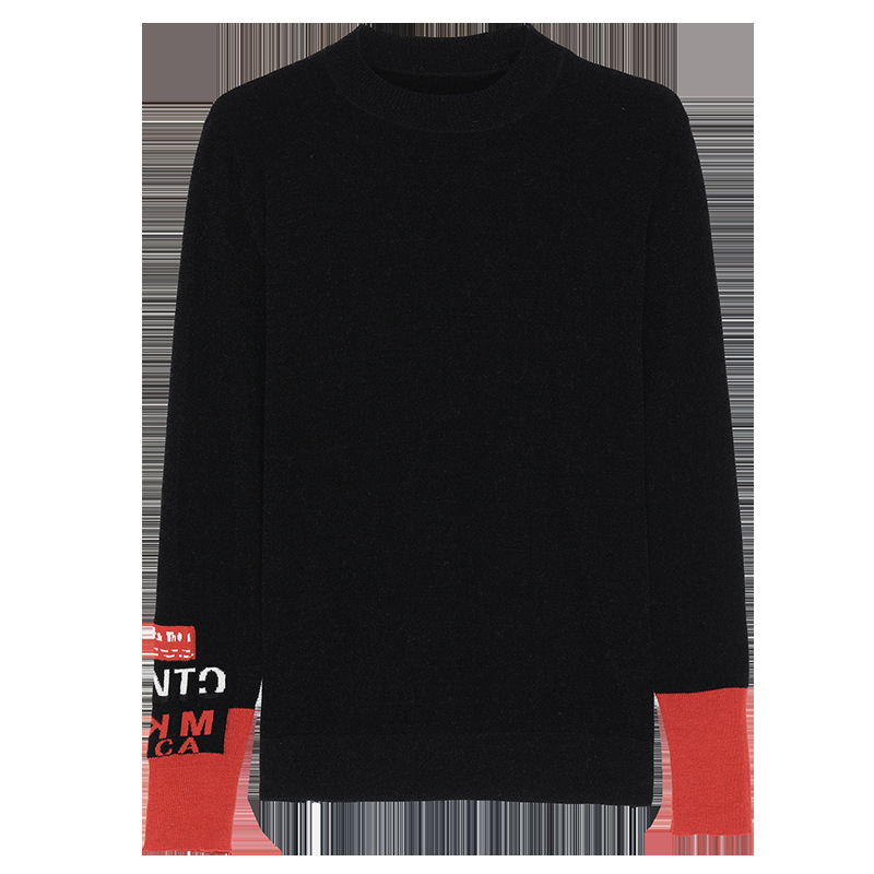 2020 Autumn/winter crystal bodice black cuff letter jacquard new velvet not easy to pilling versatile knit sweater women