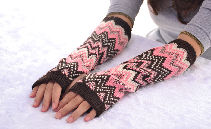 Spot long gloves Mao Xianlu thick warm jacquard half finger cuff Spot long gloves Mao Xianlu thick warm jacquard half finger cuff