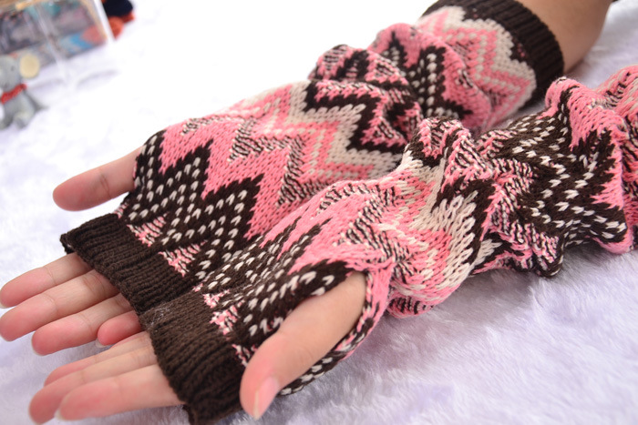 Spot long gloves Mao Xianlu thick warm jacquard half finger cuff Spot long gloves Mao Xianlu thick warm jacquard half finger cuff