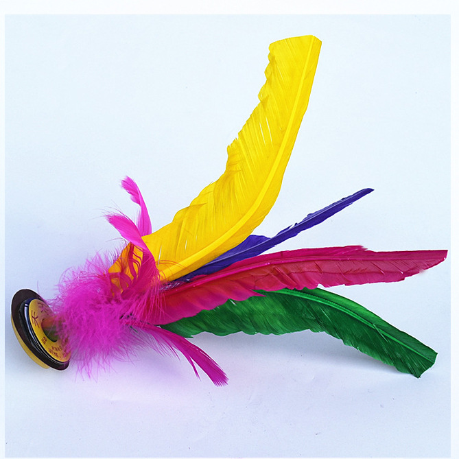 Shuttlecock Feather Children&#039;s Factory Four-Feather Colorful Goose Feather for Fitness Shuttlecock Big Flower Shuttlecock Fixed Logo Manufacturer