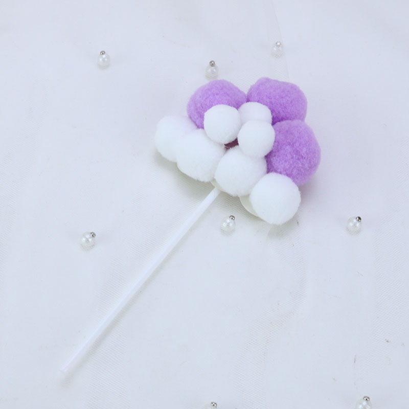 Cake Decoration Baking Birthday Party Cake Star Moon Hair Ball Plug-in Festive Dessert Billiards Decoration Card