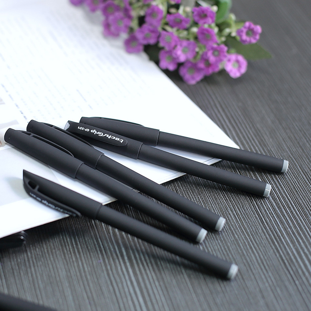 Black Gel Pen Advertising Marker Custom Logo Custom Signature Pen Plastic Black Ink Pen Stationery in Stock Whole