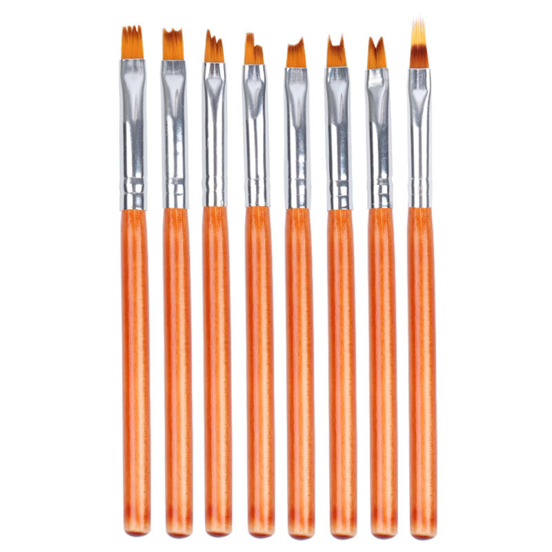 Origin Supply Nail Art Flower Pen 8 PCs Serrated Pen Petal Pen Nail Brush Fluoresent Marker Manicure Brush Set
