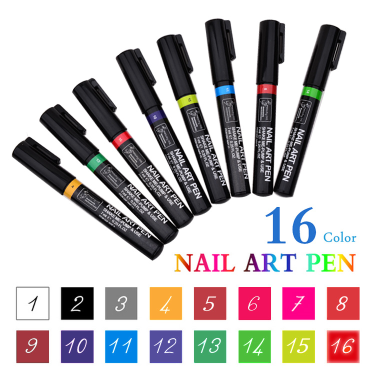 Cross-Border Manicure Implement Wholesale 3D Fluoresent Marker Nail Drawing Painting Pen Nail Brush DIY Nail Polish Pen