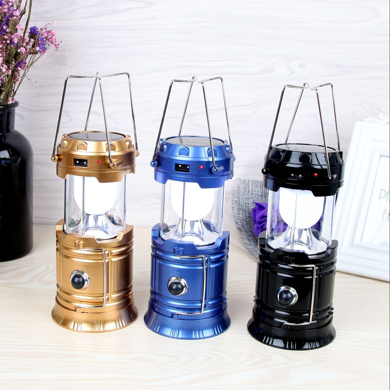 Solar Energy Barn Lantern Outdoor Camping Light Atmosphere Starry Sky Portable Lamp Probe Night Fish Luring Lamp Tent Emergency Light