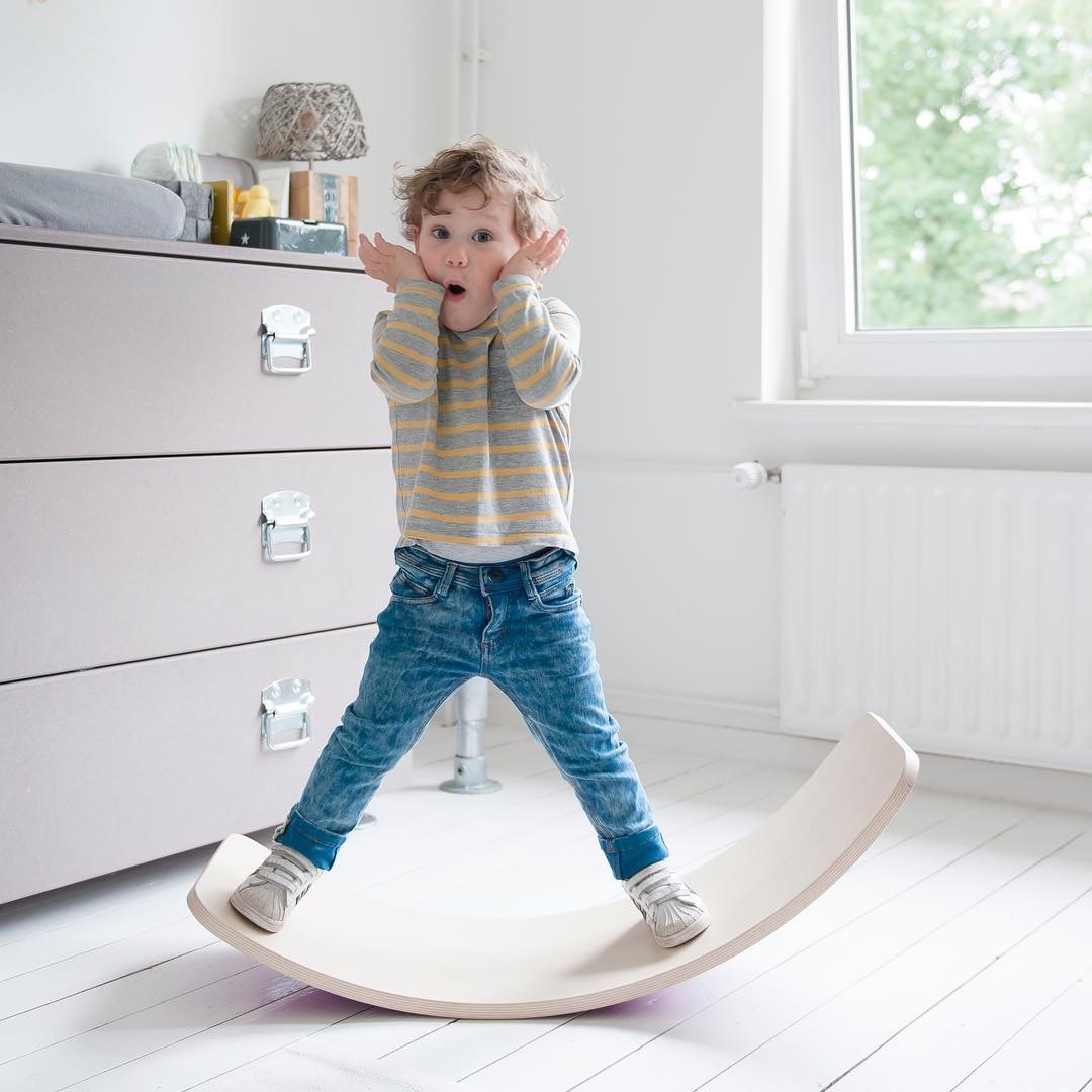INS Wooden Balance Board Seesaw Sensory Training Bent Plate Yoga Board