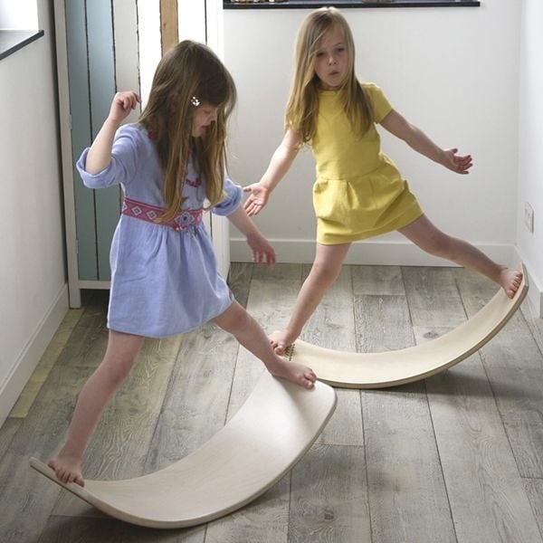 INS Wooden Balance Board Seesaw Sensory Training Bent Plate Yoga Board