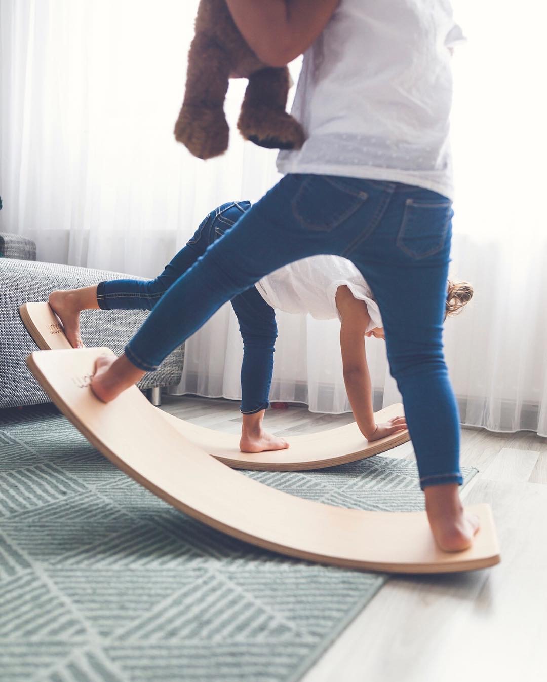 INS Wooden Balance Board Seesaw Sensory Training Bent Plate Yoga Board