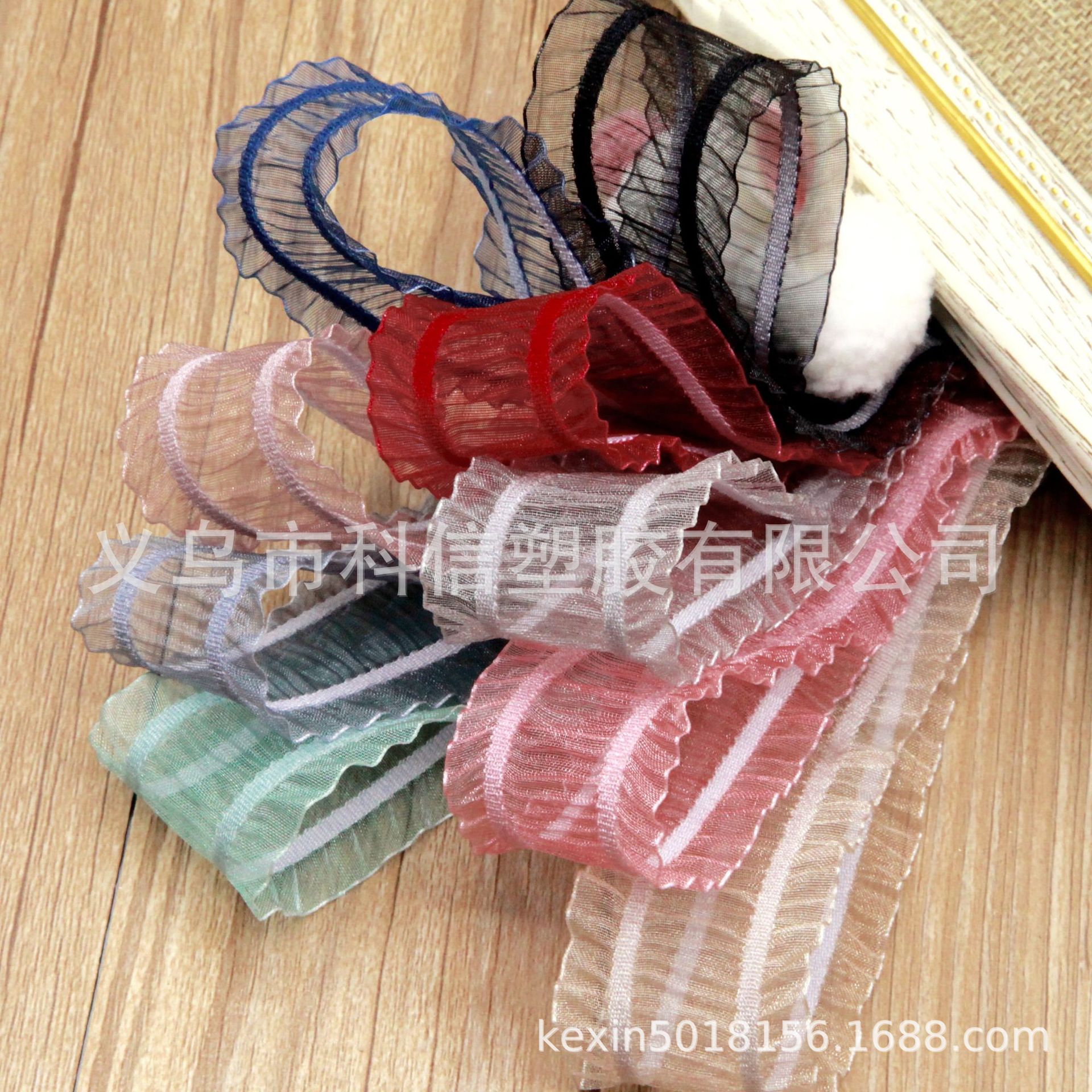 Kexin Korean Ribbon Double Pleated Skirt Organza Tape Flower Gift Box Packaging Handmade DIY Bow
