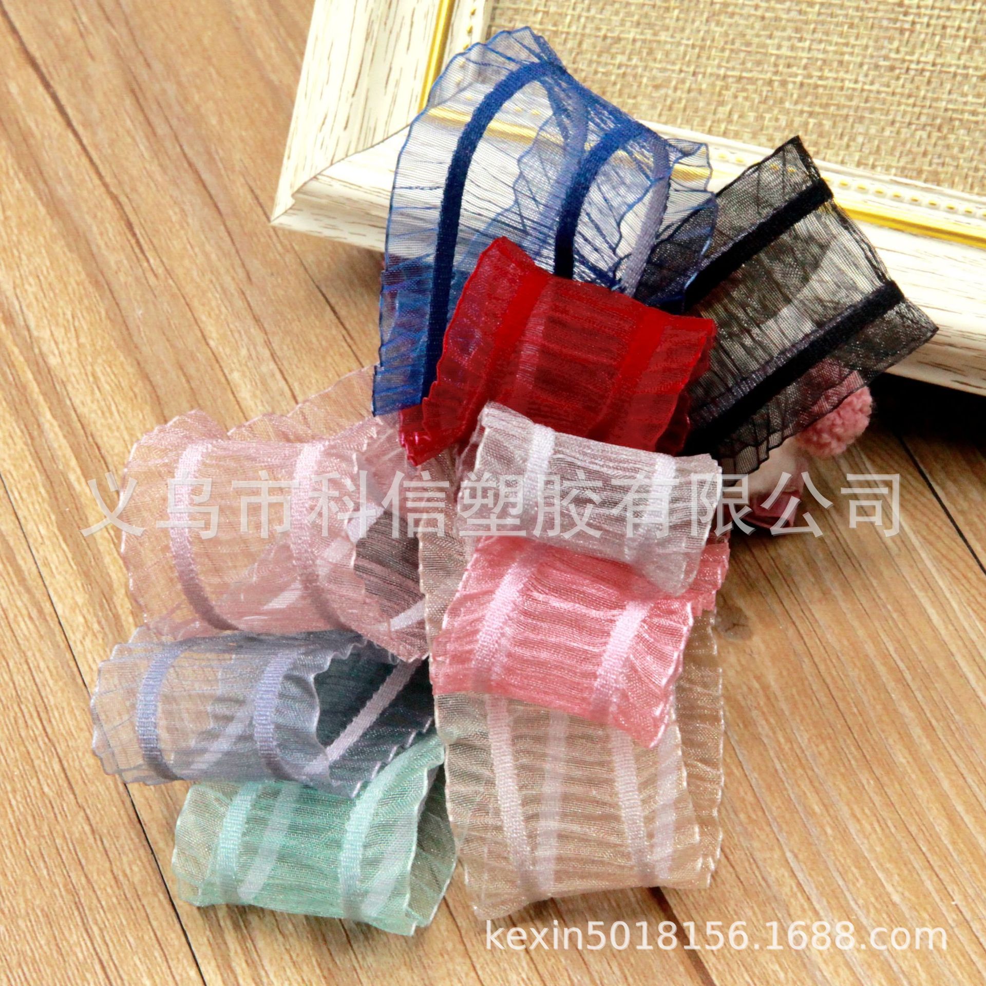 Kexin Korean Ribbon Double Pleated Skirt Organza Tape Flower Gift Box Packaging Handmade DIY Bow