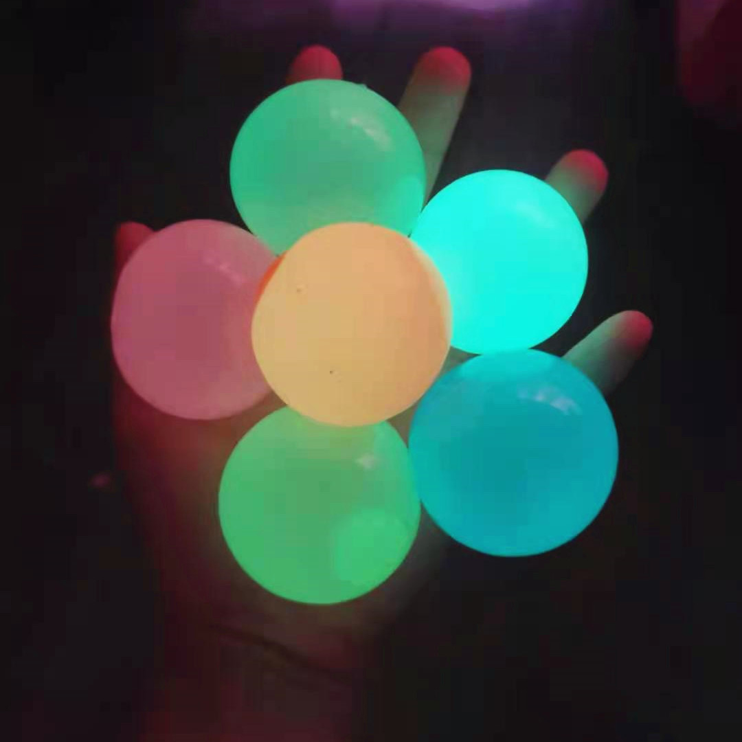 Tiktok Luminous Sticky Ball Sticky Wall Decompression Vent Ball TPR Interactive Ceiling Ball Children Darts Sticky Ball Toys