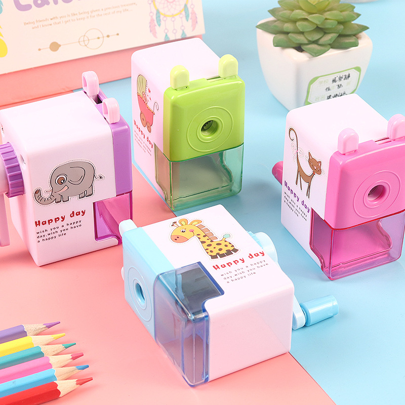 Creative Hand-Cranking Pencil Sharpener Cartoon Learning Stationery Excellent Automatic Pencil Shapper Cute Student Multifunctional Pencil Sharpener