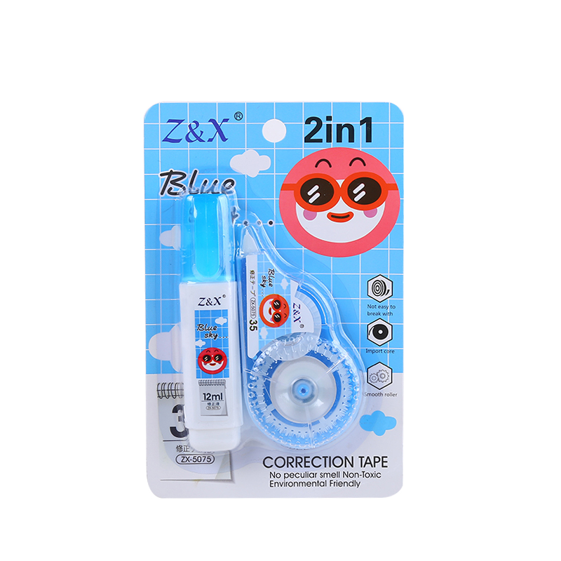 Cartoon environmental correction tape 2 in 1 set correction fluid students with  creative office learning stationery