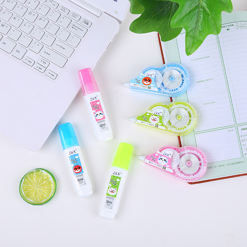 Cartoon environmental correction tape 2 in 1 set correction fluid students with  creative office learning stationery