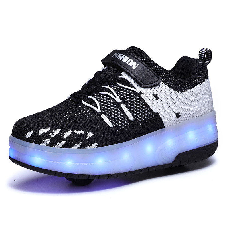 Amazon Overseas Supply Luminous Led Roller Shoe Two-Wheel Boys Charging Skate Shoes Girls Skates Manufacturers
