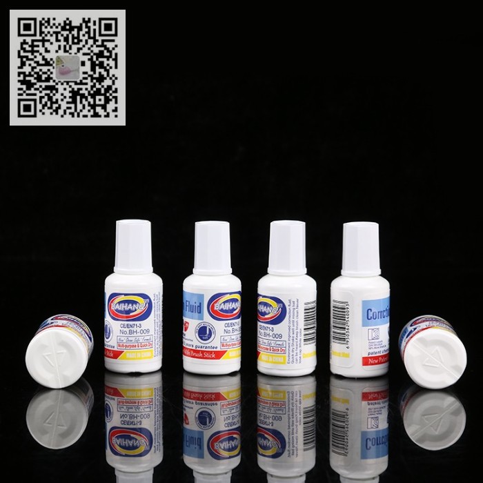 White unmarked quick dry environmental protection non-toxic round bottle correction fluid White unmarked quick dry environmental protection non-toxic round bottle correction fluid