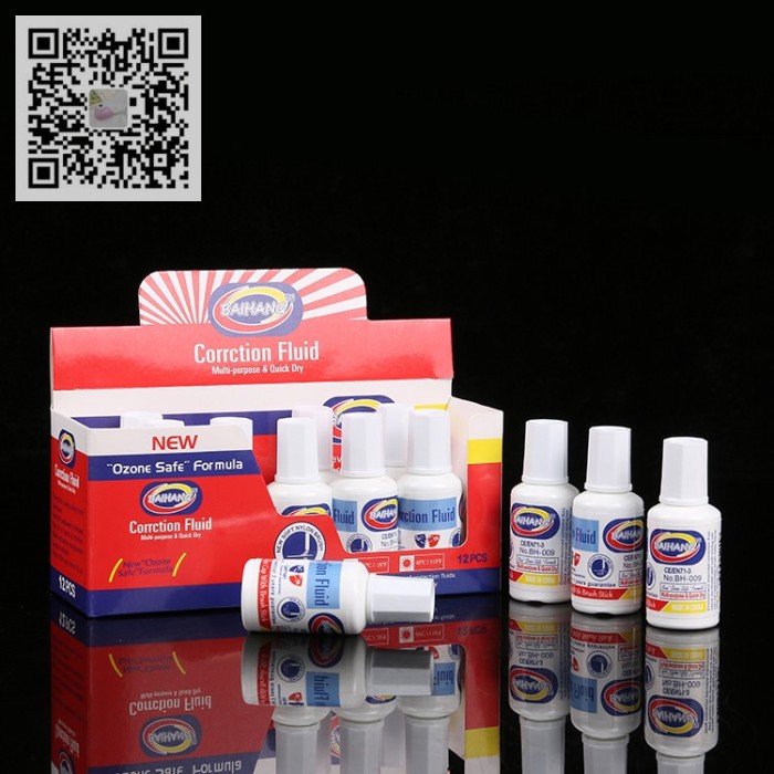 White unmarked quick dry environmental protection non-toxic round bottle correction fluid White unmarked quick dry environmental protection non-toxic round bottle correction fluid