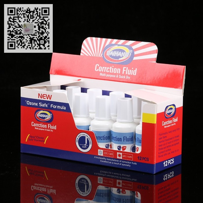 White unmarked quick dry environmental protection non-toxic round bottle correction fluid White unmarked quick dry environmental protection non-toxic round bottle correction fluid