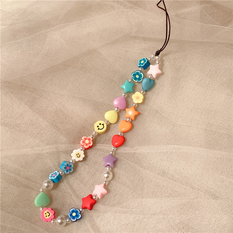 New Korean Style Ins Creative Bohemian Polymer Clay Smiley Face Stringed Pearls Mobile Phone Lanyard Acrylic Mobile Phone Charm New Korean Style Ins Creative Bohemian Polymer Clay Smiley Face Stringed Pearls Mobile Phone Lanyard Acrylic Mobile Phone Charm