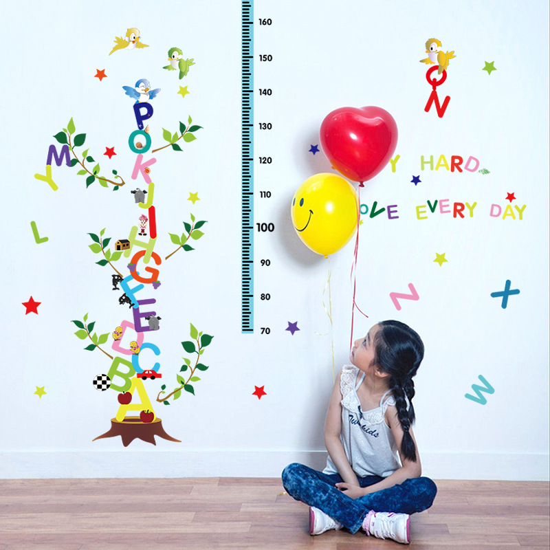 Original Design Popular Wall Stickers Cartoon Letters Height Measurement Wall Sticker Children&#039;s Room Kindergarten Background Wall Stickers