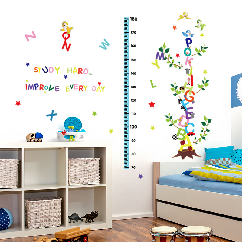 Original Design Popular Wall Stickers Cartoon Letters Height Measurement Wall Sticker Children&#039;s Room Kindergarten Background Wall Stickers