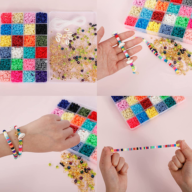 Amazon New Beaded 48 Grid 6mm Polymer Clay Wafer Acrylic Letter Bead Boxed DIY Bracelet Set Box