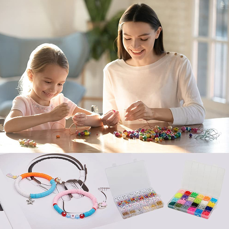 Amazon New Beaded 48 Grid 6mm Polymer Clay Wafer Acrylic Letter Bead Boxed DIY Bracelet Set Box