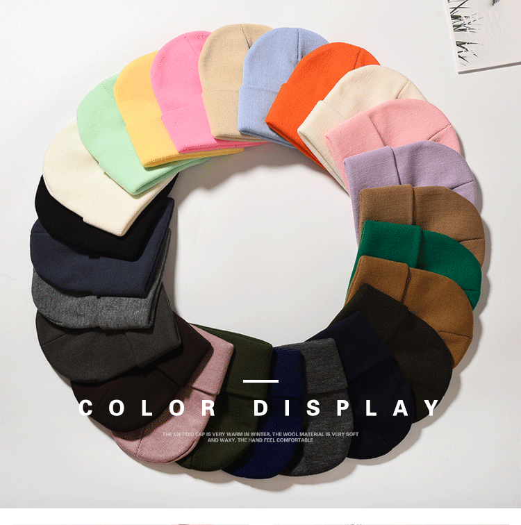 Factory Direct Sales Men's and Women's Light Board Knitted Hat Solid Color Acrylic Woolen Cap European and American AliExpress T Amazon Supply