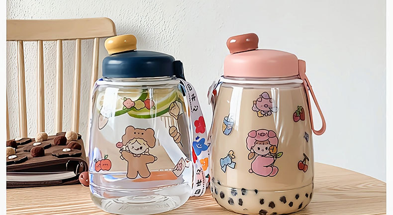 INS Cartoon Doodle Cup Large-Capacity Water Cup Female Strap Sports Plastic Cup Large DIY Sticker Student Water Cup INS Cartoon Doodle Cup Large-Capacity Water Cup Female Strap Sports Plastic Cup Large DIY Sticker Student Water Cup