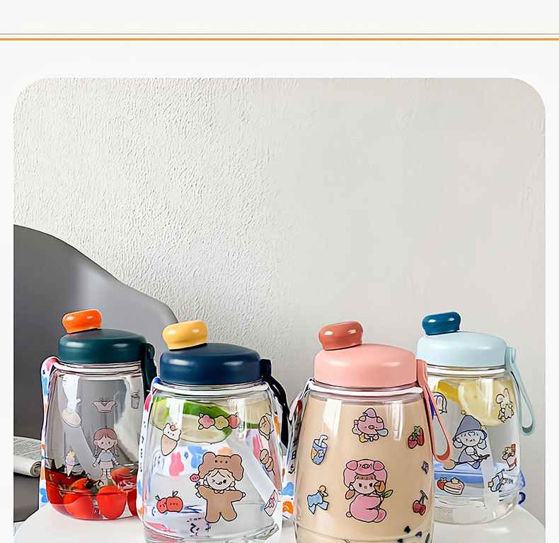 INS Cartoon Doodle Cup Large-Capacity Water Cup Female Strap Sports Plastic Cup Large DIY Sticker Student Water Cup INS Cartoon Doodle Cup Large-Capacity Water Cup Female Strap Sports Plastic Cup Large DIY Sticker Student Water Cup