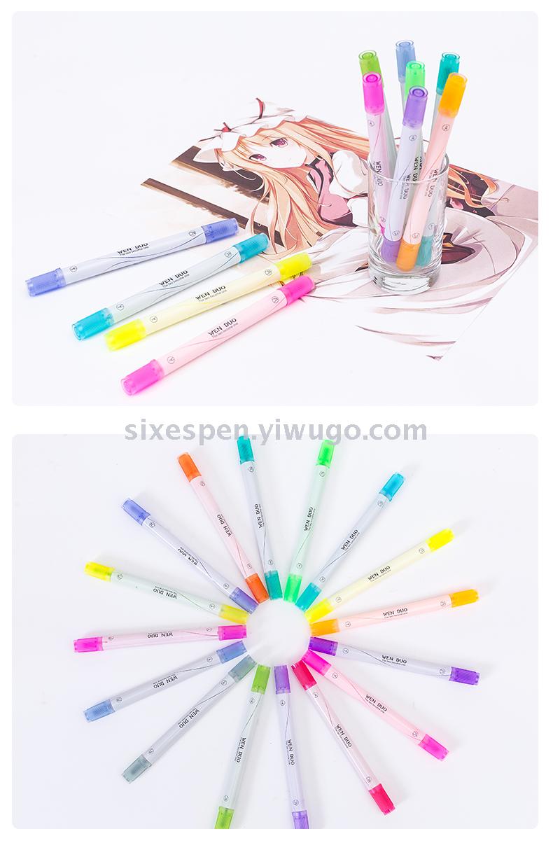 Brand new material, high quality, non-toxic and environmental protection, two-headed, two-color highlighter
