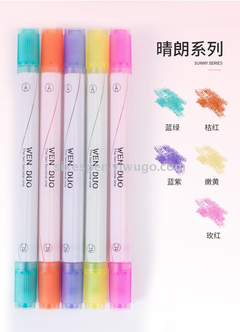 Brand new material, high quality, non-toxic and environmental protection, two-headed, two-color highlighter