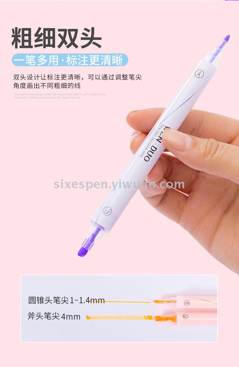 Brand new material, high quality, non-toxic and environmental protection, two-headed, two-color highlighter