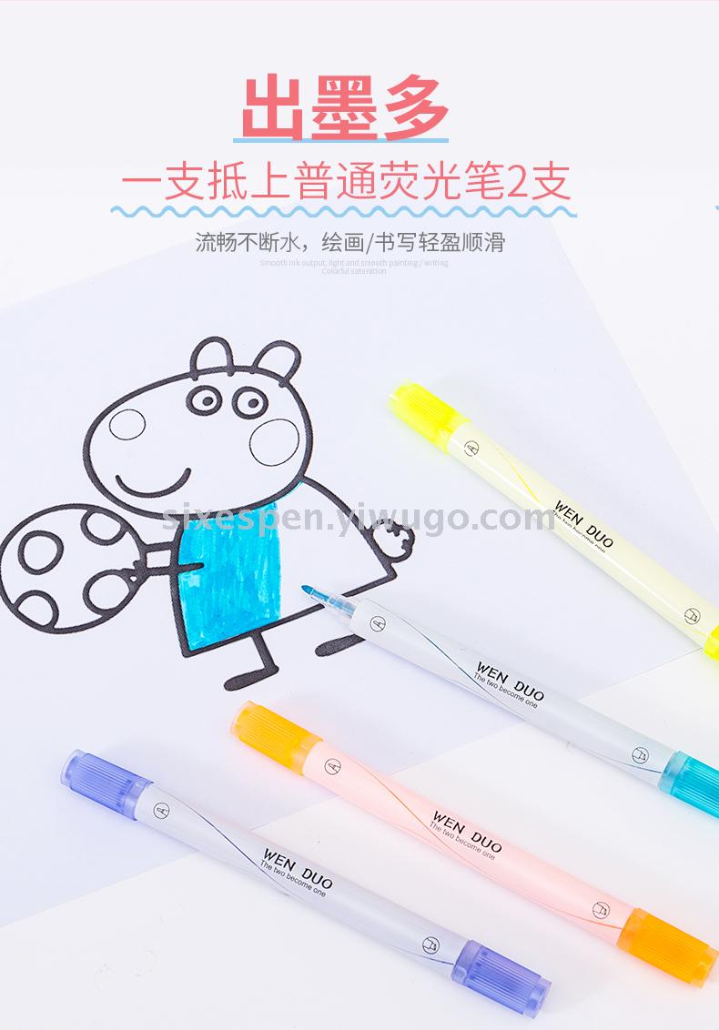 Brand new material, high quality, non-toxic and environmental protection, two-headed, two-color highlighter