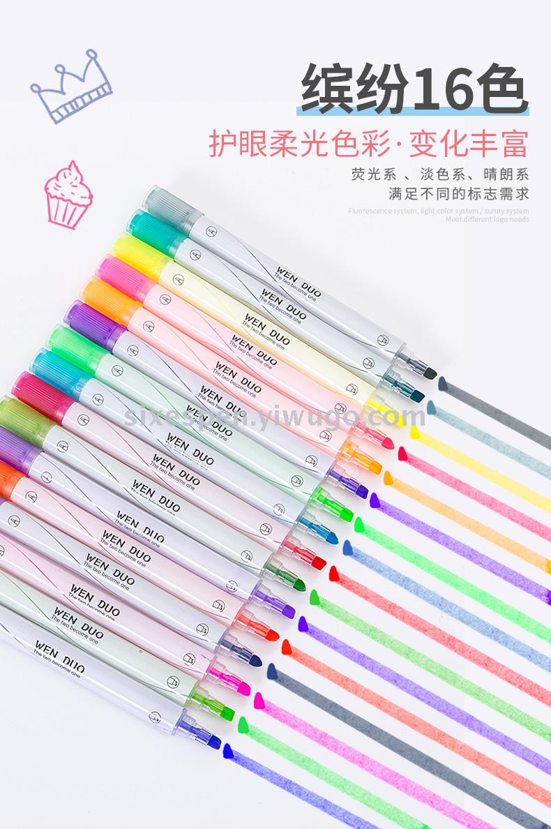 Brand new material, high quality, non-toxic and environmental protection, two-headed, two-color highlighter