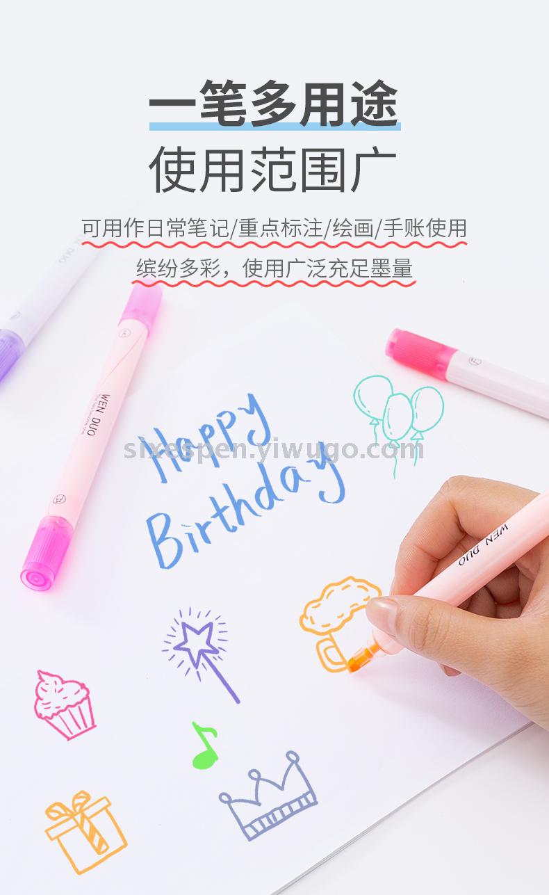 Brand new material, high quality, non-toxic and environmental protection, two-headed, two-color highlighter