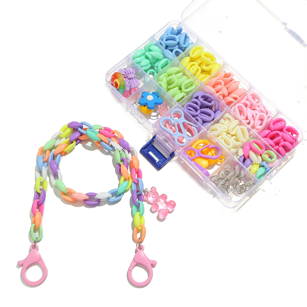 Cross-Border Acrylic Material Package Mask Rope Smiley Face Glasses Hanging Chain Box Fashion Ornament Accessories DIY Mask Chain Lanyard