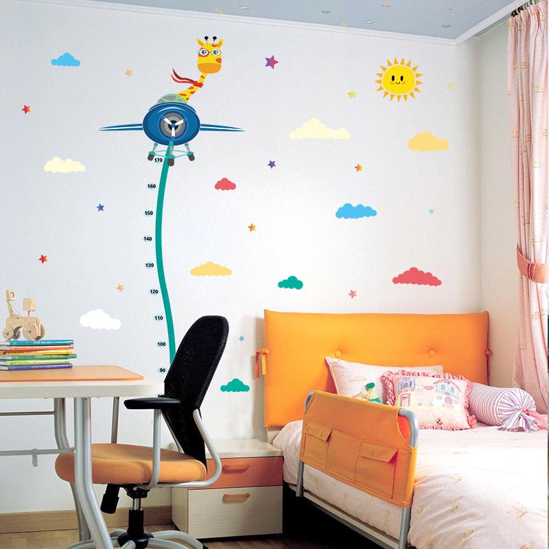 Wall Stickers Wholesale New Cartoon Deer Height Measurement Wall Sticker Creative Children&#039;s Room Decoration Volume Height Sticker