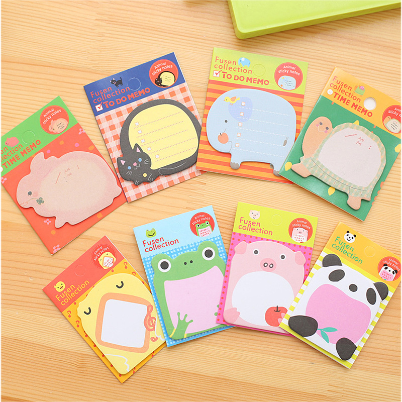 T Korean Creative Stationery Cute Cartoon Zoo Animal Park Tear-off Note Pad Sticky Notes Note Sticker
