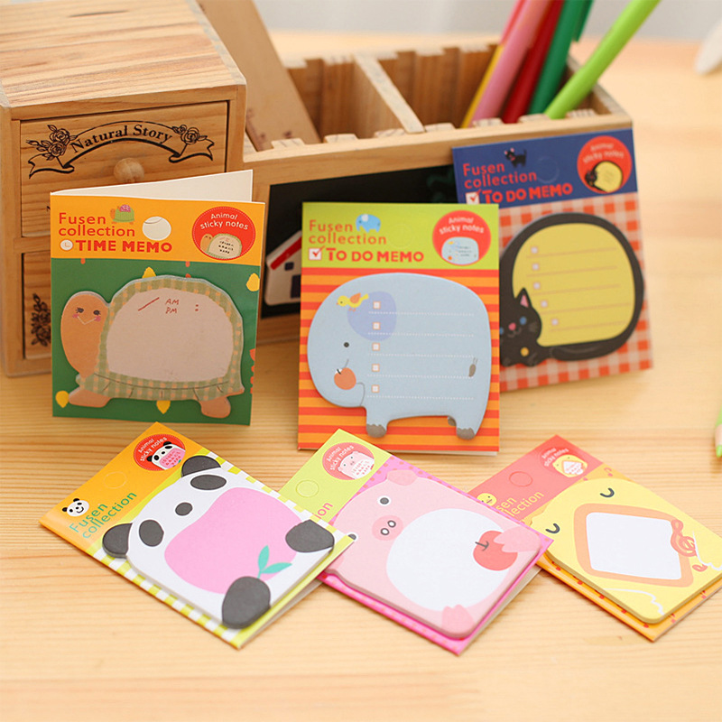 T Korean Creative Stationery Cute Cartoon Zoo Animal Park Tear-off Note Pad Sticky Notes Note Sticker