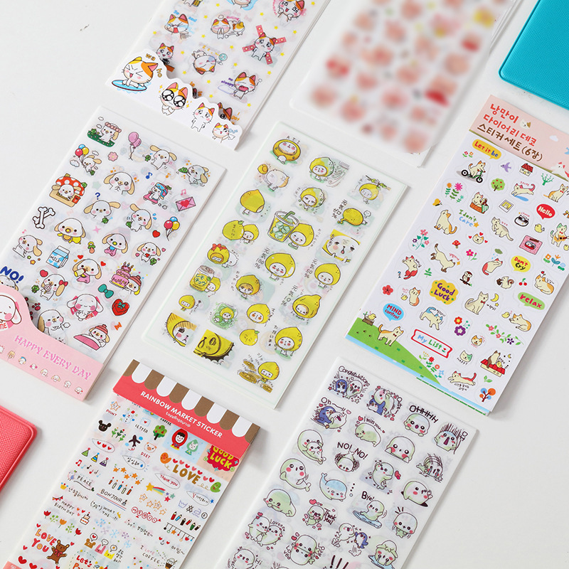 Creative Set of 6 Pieces and Paper Sticker Student DIY Journal Stickers Stationery Store Small Gift Children Cartoon Stickers
