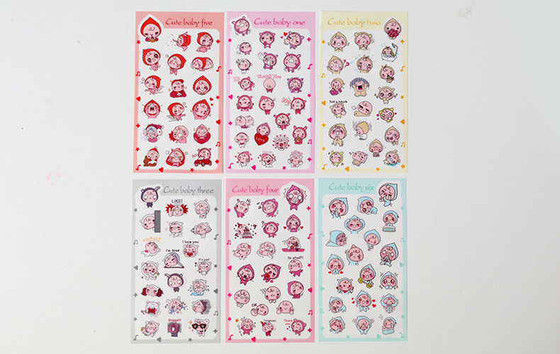 Creative Set of 6 Pieces and Paper Sticker Student DIY Journal Stickers Stationery Store Small Gift Children Cartoon Stickers Creative Set of 6 Pieces and Paper Sticker Student DIY Journal Stickers Stationery Store Small Gift Children Cartoon Stickers