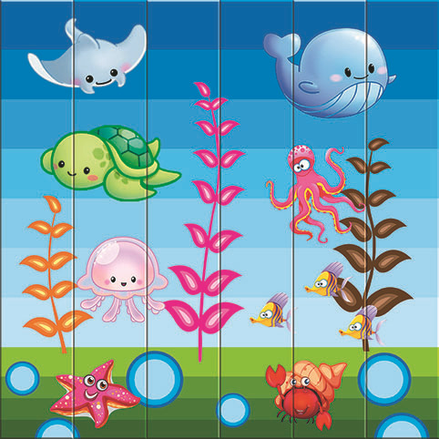 Cartoon Marine PE Brick Stickers Sponge Foam Wall Sticker 3D Wood Grain Brick Pattern Stickers Elastic Factory Direct Supply
