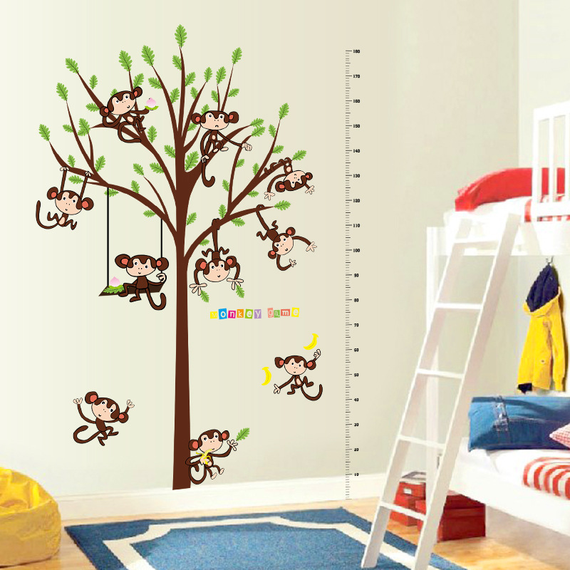 New Cartoon Wall Stickers Wholesale Children&#039;s Room Kindergarten Decorative Wall Sticker Monkey Height Measurement Wall Sticker
