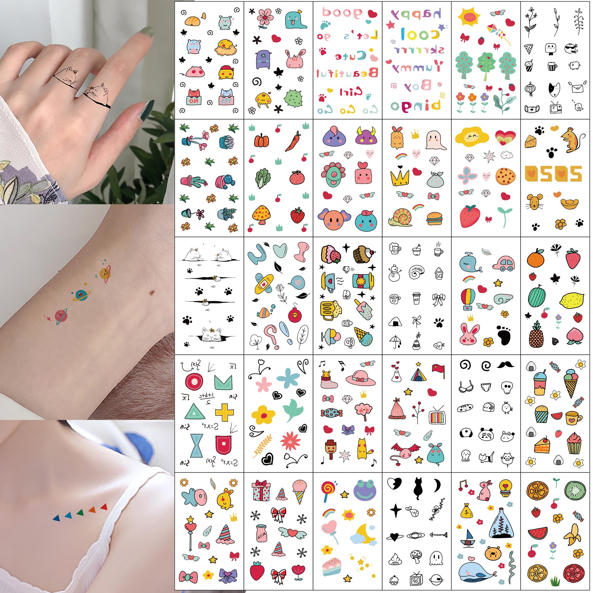New Cartoon Finger Tattoo Sticker Ins Style Small Pattern Fresh Online Influencer Cute Color Tattoo Sticker Paper