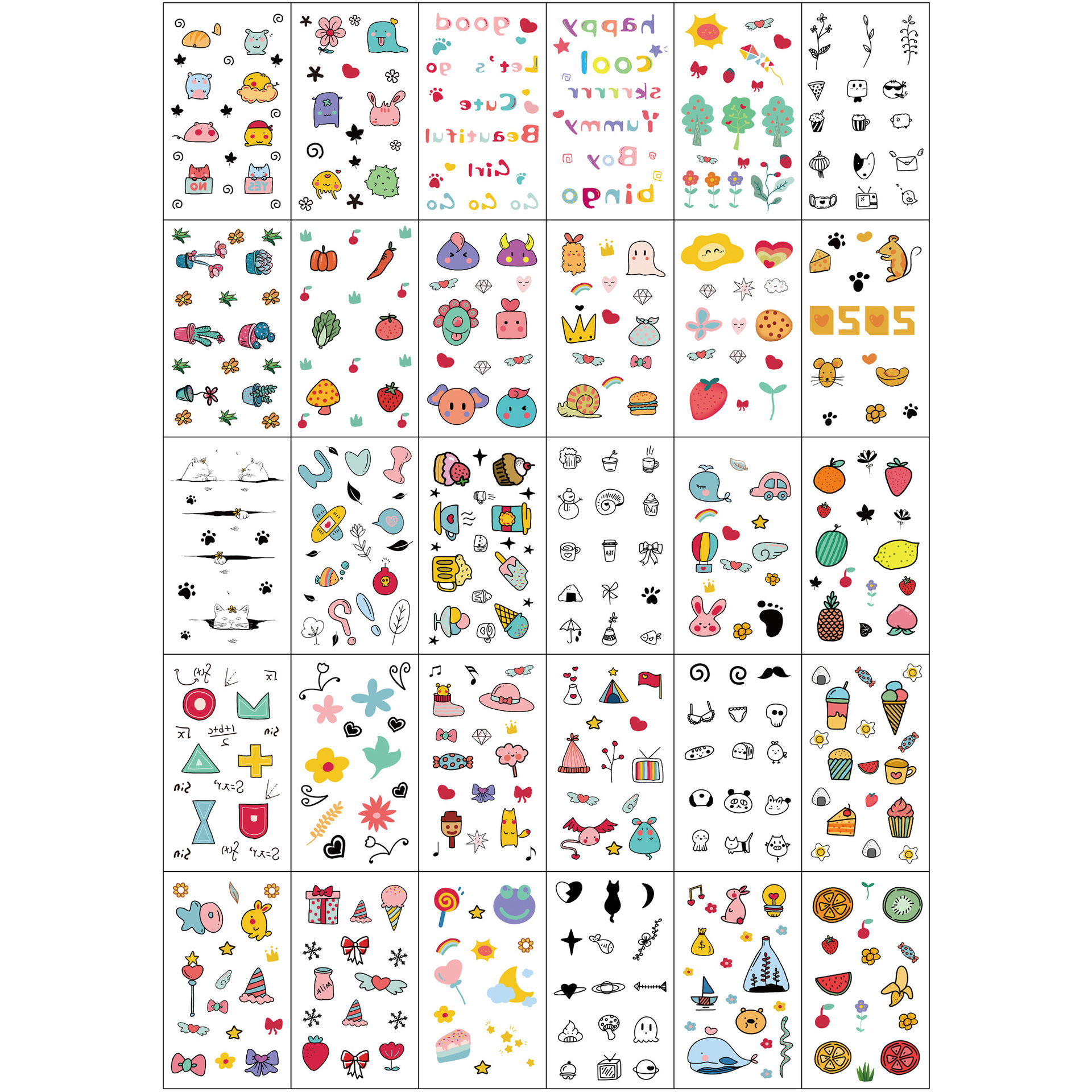 New Cartoon Finger Tattoo Sticker Ins Style Small Pattern Fresh Online Influencer Cute Color Tattoo Sticker Paper